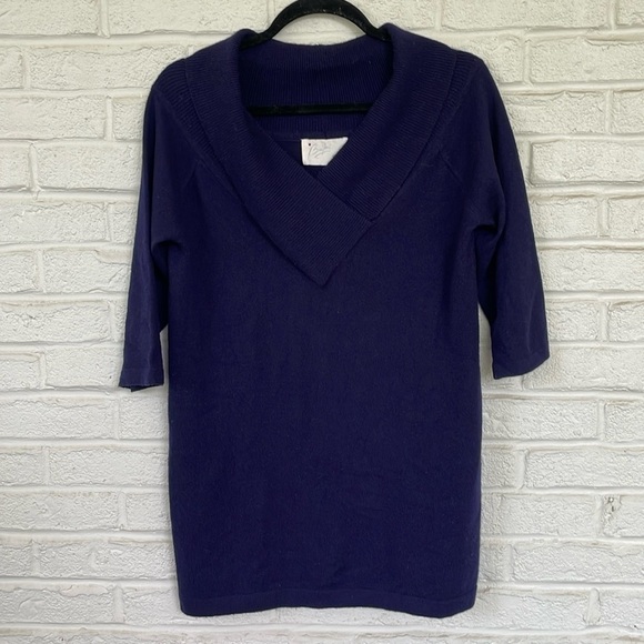 Belford Cashmere Blue Vintage Boatneck or Cowl Collar Sweater - Picture 5 of 12